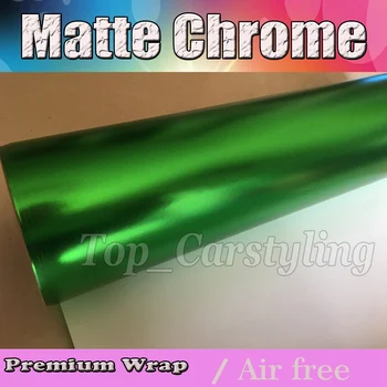 

Luxury Green Matte Chrome Vinyl Car Wrap Film For Vehicle Covers With Air Rlease matt chrome Foil 1.52x20m/ 4.98x66ft / roll