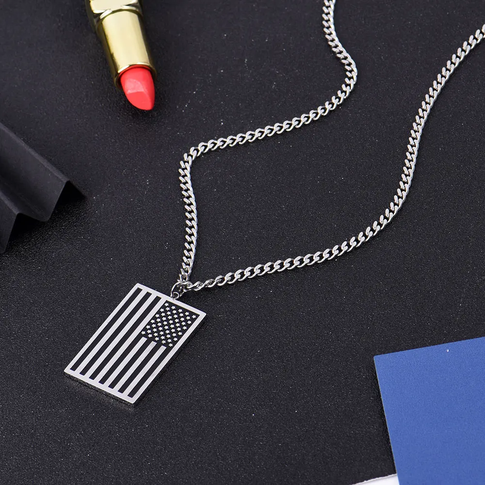 USA Flag The Stars And The Stripes Unisex 75CM Chains USA Flag Pandent