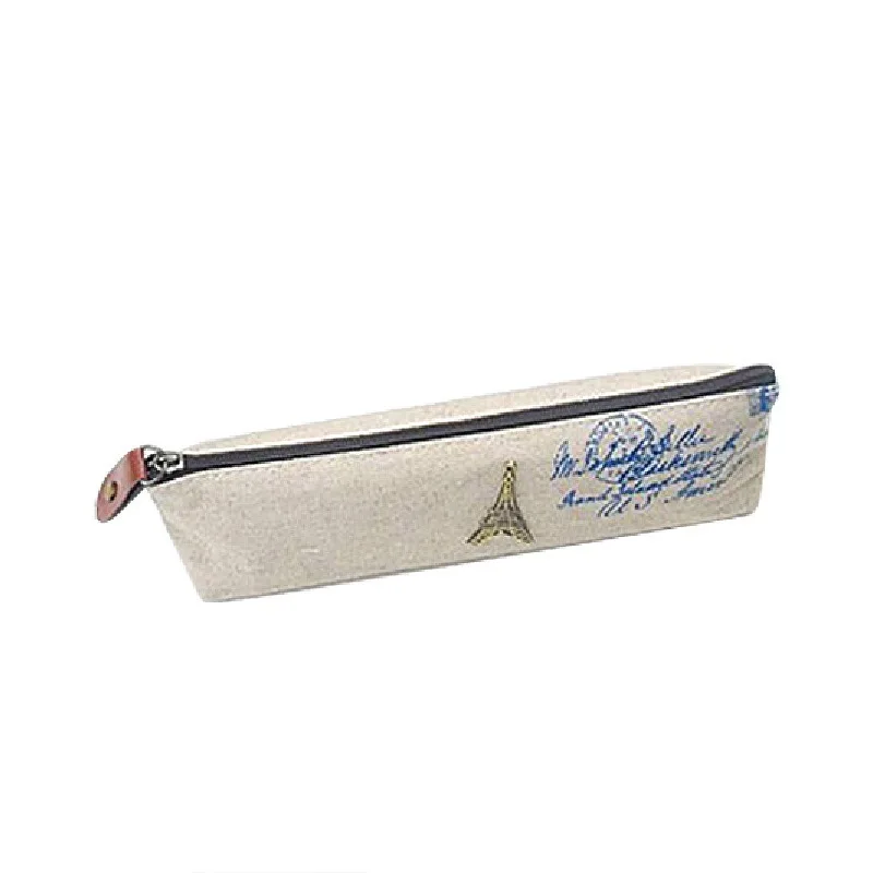 Student Pencil Bag Metal Accessories Canvas Stationery Pen Linen | Канцтовары для офиса и дома
