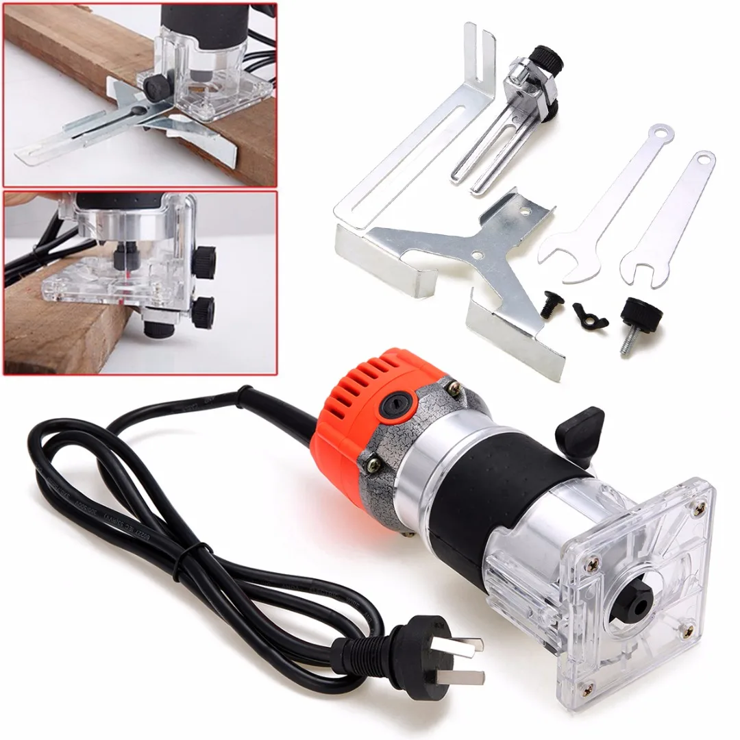1 Set 6.35mm Diam Electric Hand Trimmer 800W 220V Wood Laminator Router Tool for Woodworking Drilling