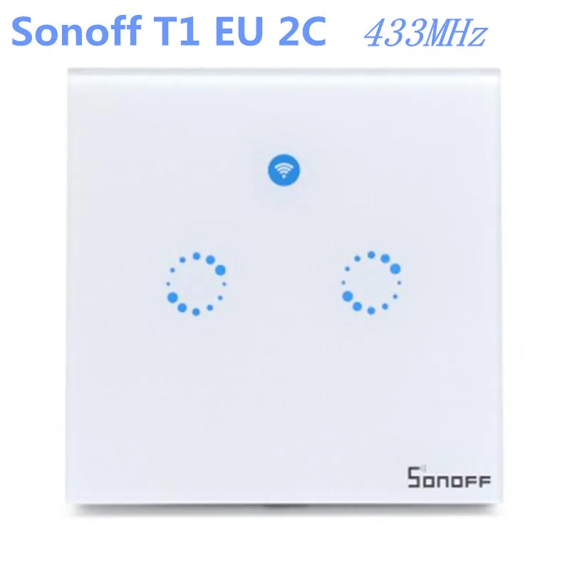 Интеллектуальный выключатель света Sonoff T1 US/EU Wi-Fi RF/APP/сенсорный экран Управление настенный светильник Переключатель 1/2/3 банда 86 Тип Панель настенный сенсорный светильник переключатель умный дом пульт дистанционного управления - Комплект: Sonoff T1 EU 2C