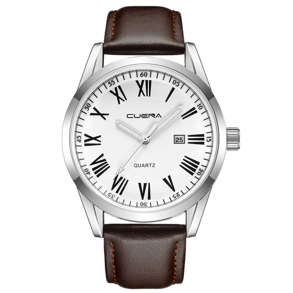 

Watch Men Reloj Hombre Cuena Fashion Men's Leather Military Date Analog Quartz Wrist Watch Business Watches Erkek Kol Saati
