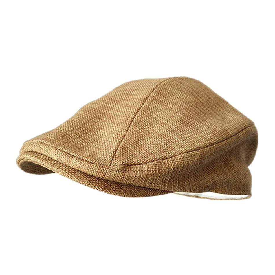 BUTTERMERE Mens Berets Grey Cotton Linen Flat Cap Male Solid Fitted Summer Retro Driving Hat Duckbill Brand Plain Gatsby Ivy Hat men's french beret