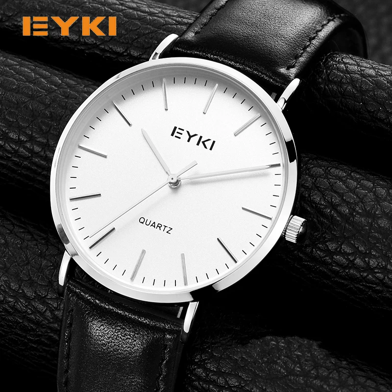

EYKI 6mm Ultra Thin Men Watches 2017 Luxury Brand Simple Genuine Leather Shockproof Waterproof Gold Watch Man Gifts Dropshipping