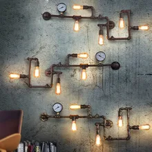 Паровой панк Лофт Промышленные железные ржавчины водопровод Ретро настенный светильник Винтаж E27 бра огни для гостиной Ресторан Бар MING