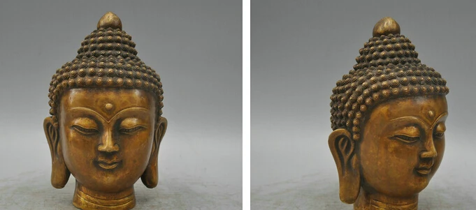 

xd 003428 9 Tibetan Buddhism Bronze Shakyamuni Buddha Head Sculpture Statue