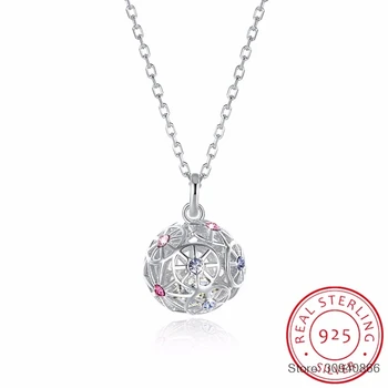 

SMTCAT Colorful Ball Pendant Necklaces Crystals From 925 Sterling Silver Gold Plated Collars Fine Jewelry For Women