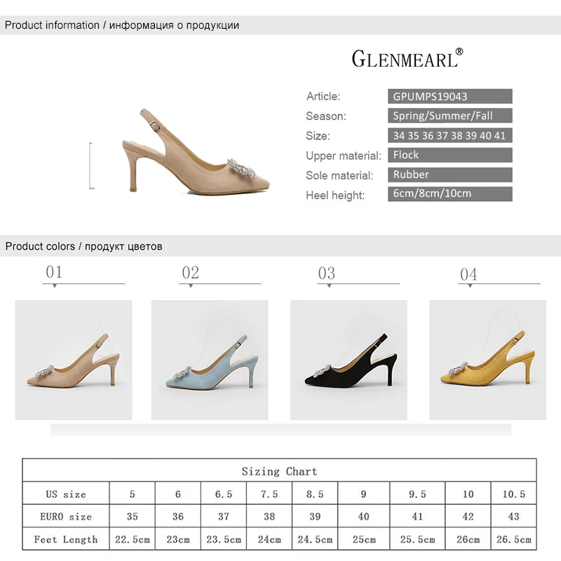 Women Pumps Fashion Ladies Rhinestone High Heels Shoes Soft Leather Heels Shoes Woman Pointed Toe Non-slip Brand Plus Size DE
