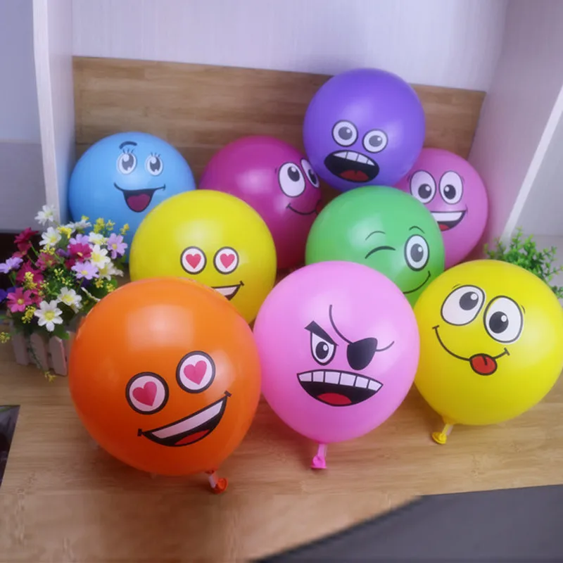 

10pcs Cute Printed Big Eyes Smiling Face Latex Balloons Happy Birthday Party Decoration Inflatable Air Balloons for Kids Gift