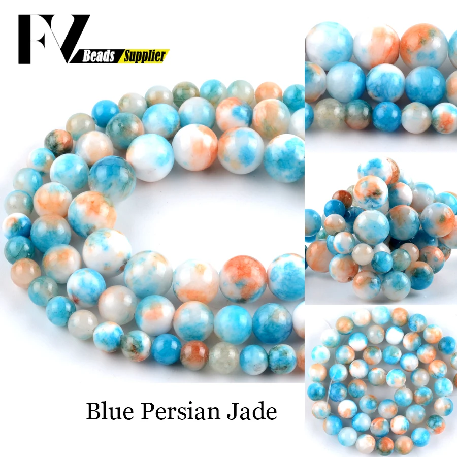 

Natural Stone Beads 6 8 10mm Blue Persian Jades Round Spacer Beads For Jewelry Making Diy Jewellery Handicraft Accessories 15"