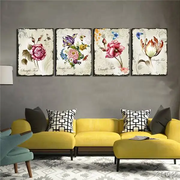 4 Pieces Clic Fl Canvas Prints Flower Art Pictures Alec Monopoly Graffiti Art Angel Money Wall Pictures For Living Room Home Decoration Arts Poster Print On Canvas Painting