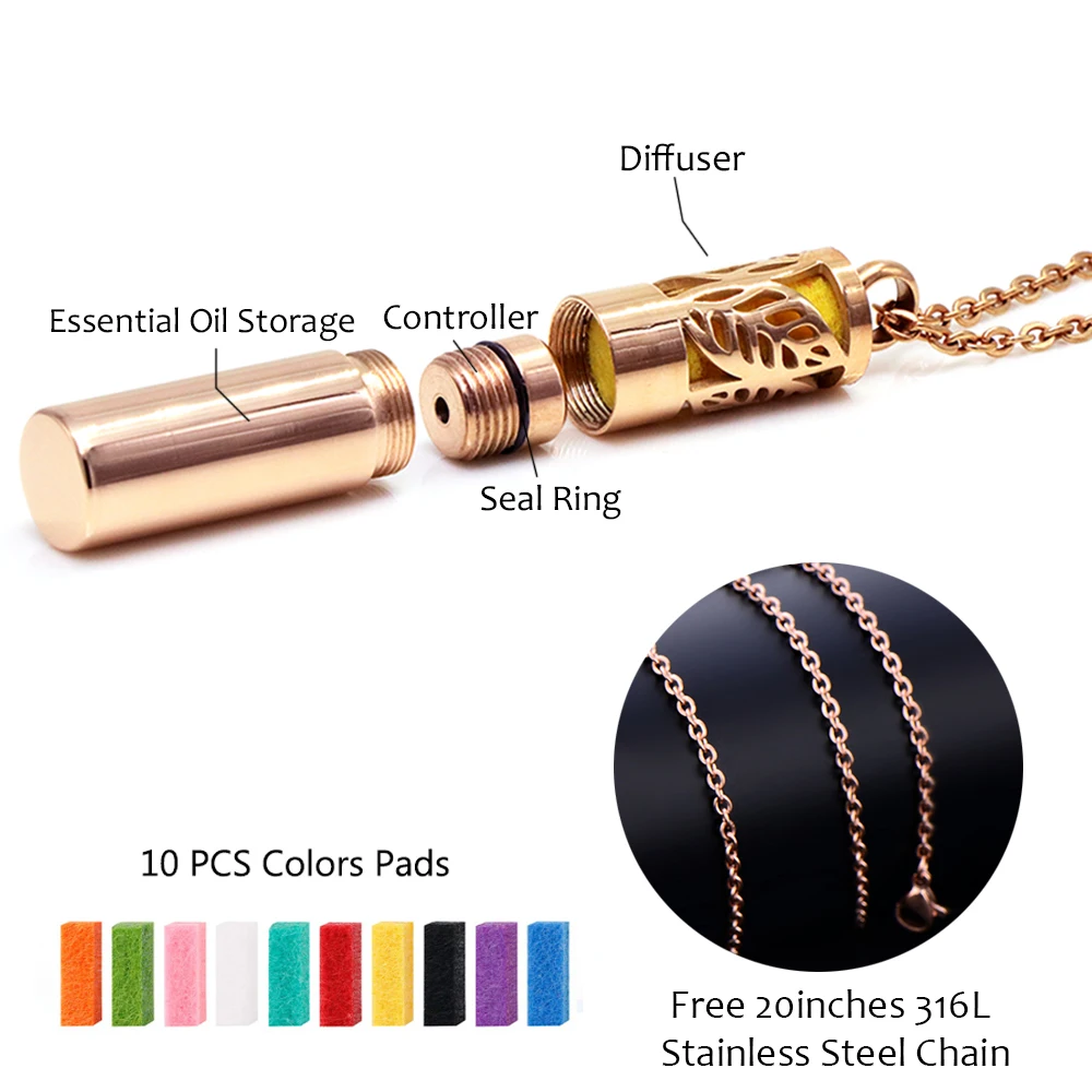 1-A-PEOS27-1-2 rose gold stainless steel diffuser essential oil storage with container