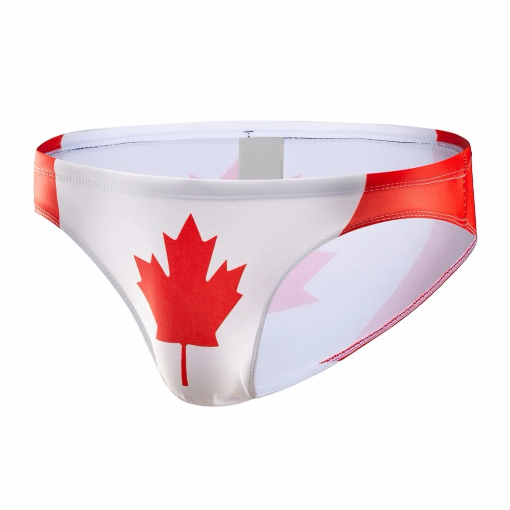 

Men Swim Briefs Low Waist Flag Printed Drawstring Nylon Spandex Beach Quick-drying Swimwear Swimsuit