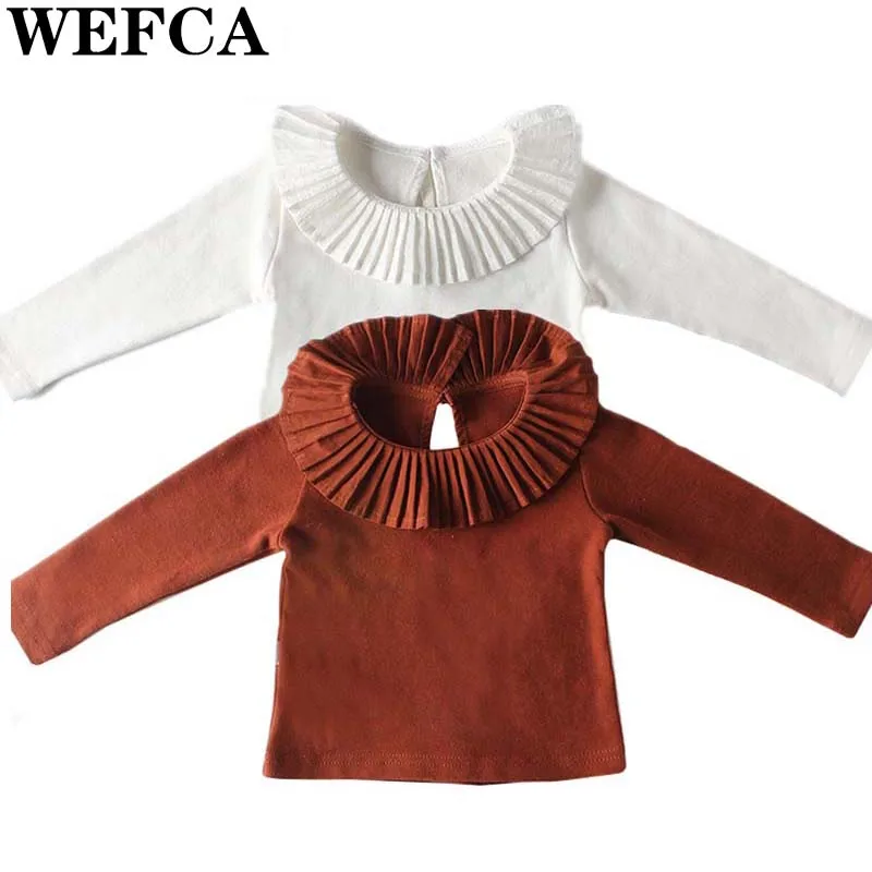 

Baby Girls T-shirts New Born Girl Long Sleeve Tops Unique Ruffles Collars Tees Infant Cotton Underwear Clothing