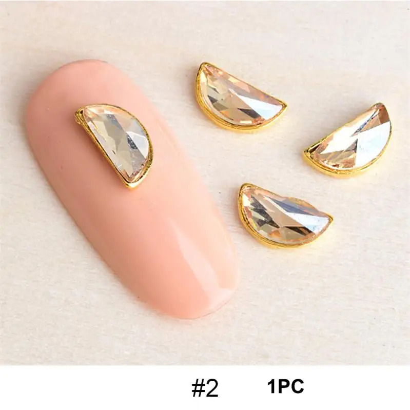 10PCS Irregular Nail Art Rhinestones Colorful Semicircle Crystal Flat Back 3D Nail Jewelry Decorations 1Pc Fluorescence Stone - Цвет: 02