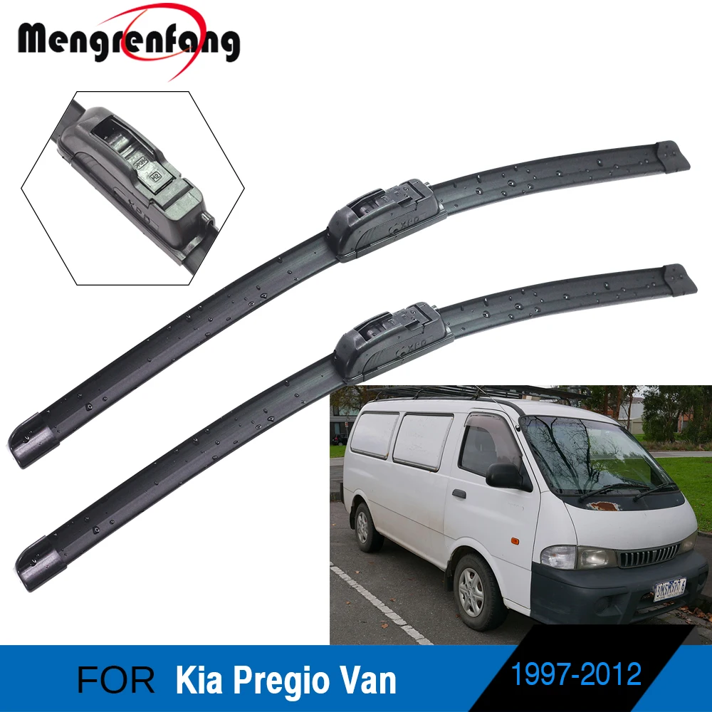 

For Kia Pregio Van Car Styling Front Windscreen Wiper Blades Soft Rubber Wiper J Hook Arms 1997-2012