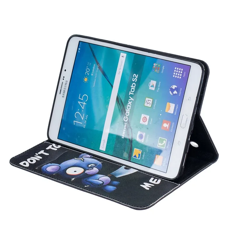 For Samsung Galaxy Tab S2 8.0 SM-T710 T715 Case Kids Butterfly Flower Bear Cartoon Wallet  PU Leather Back Silicon Tablet Cover (38)