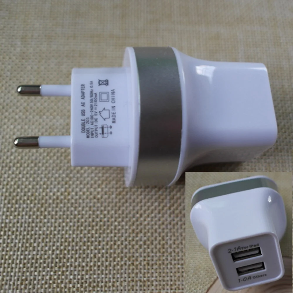 Travel Home Wall Double USB Dual 2 Port European Plug AC Charging Charger Adapter for Apple