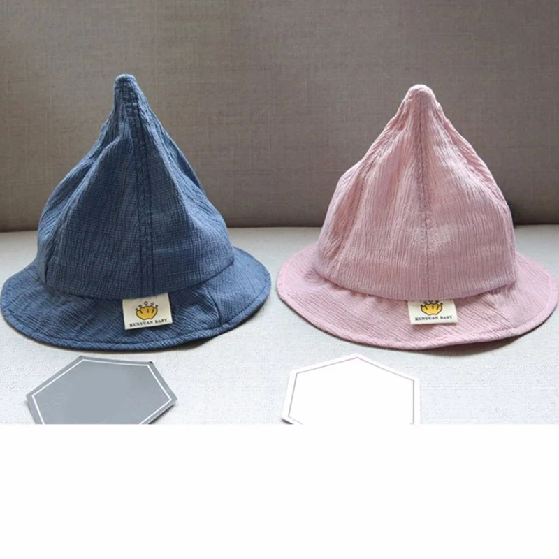 Милая детская шапка с острым носком, простая модная детская Рыбацкая шляпа, детская чашка, кепка, летние шляпы высокого качества для