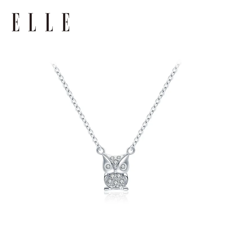 

Original Authentic ELLE ruby necklace Owl Lovely Animal Shape Hanging Clavicle Chain Simple Silver 925 Jewelry necklace 3087100T