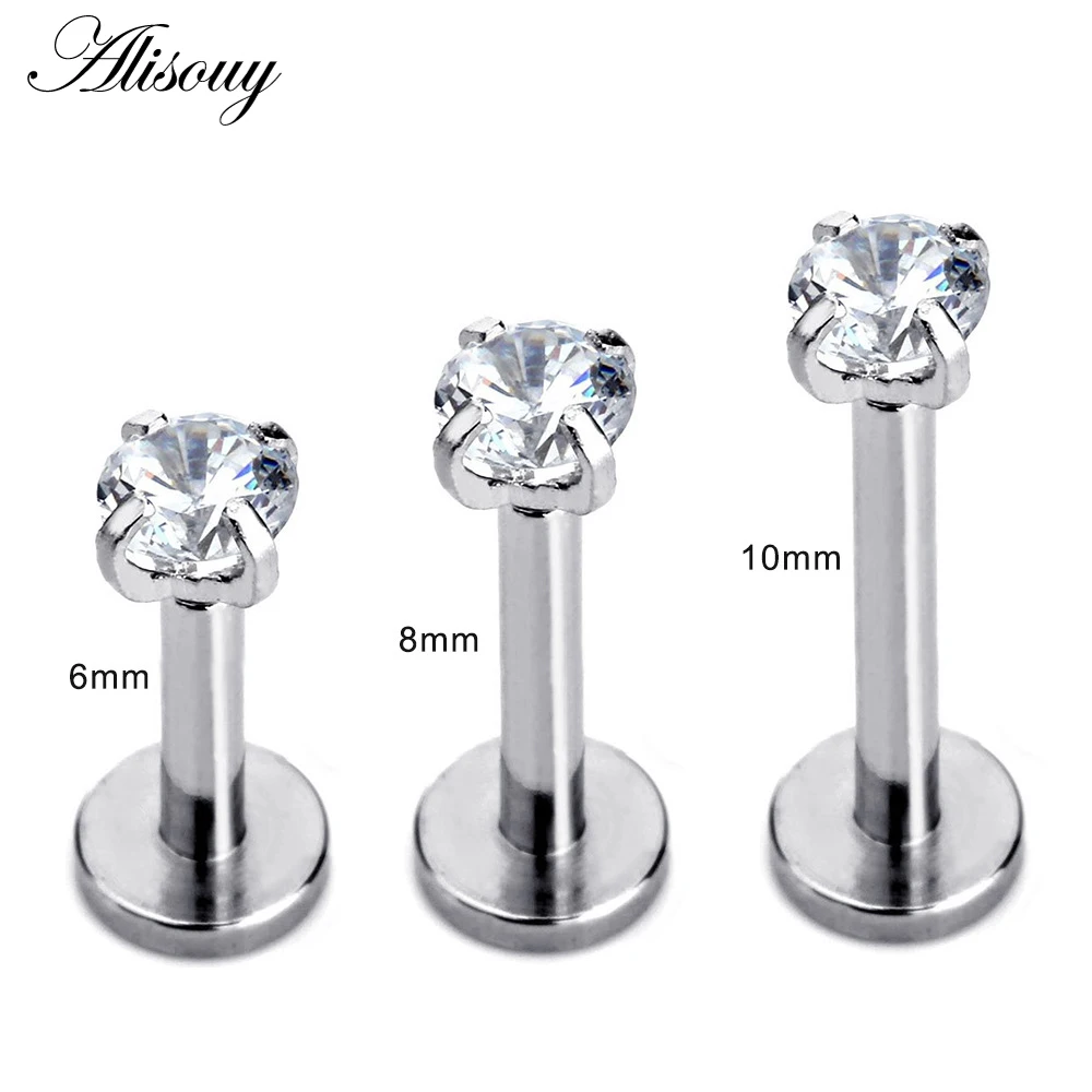 Piercing Jewelry Body Piercing Earrings Ear Piercing Jewelry Metal Jewelry Body Piercing Jewelry Body Jewelry 1 Pc color Labret Lip Ring Zircon Anodized Internally Threaded Prong 16G Tragus Helix Ear Piercing Earring women