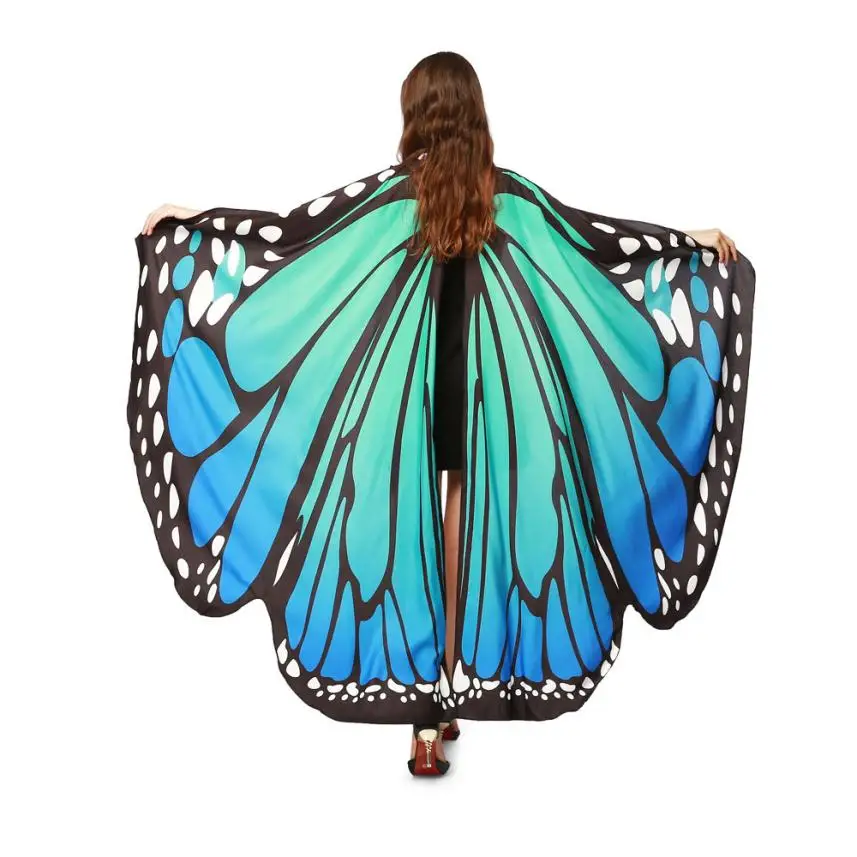 Модные новые женские бабочки крыло шаль шарфы женские Nymph Pixie пончо костюм аксессуар печати пашмины Лето - Цвет: A