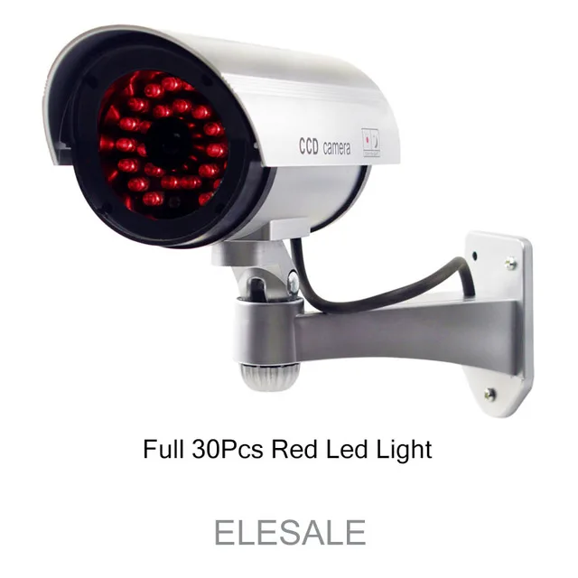 Dummy Camera Infrared Induction Waterproof Silver Metal Fake Camera Led Full 30pce Red Led Light