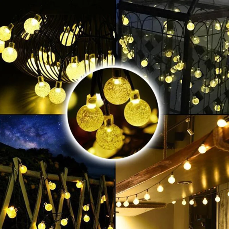 

6.5M 30 LED Crystal Solar Lamps Ball Waterproof Colorful Fairy Outdoor Led Solar Sunlight String Lights Festival Party Decor