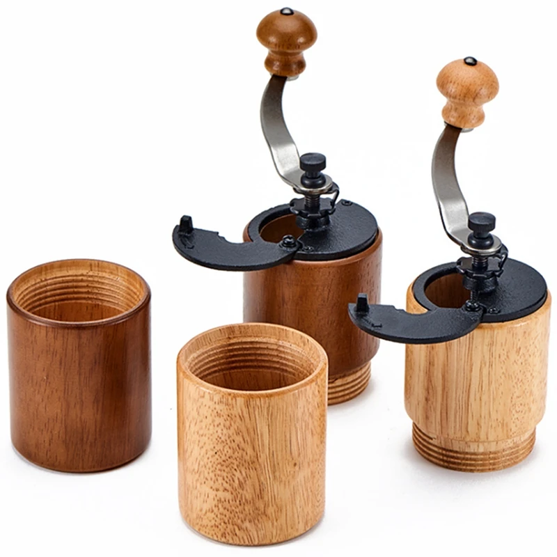  1Pcs Mini Manual Adjustable Coffee Bean Grinder Manual Coffee Grinder Wooden Household Kitchen Mini