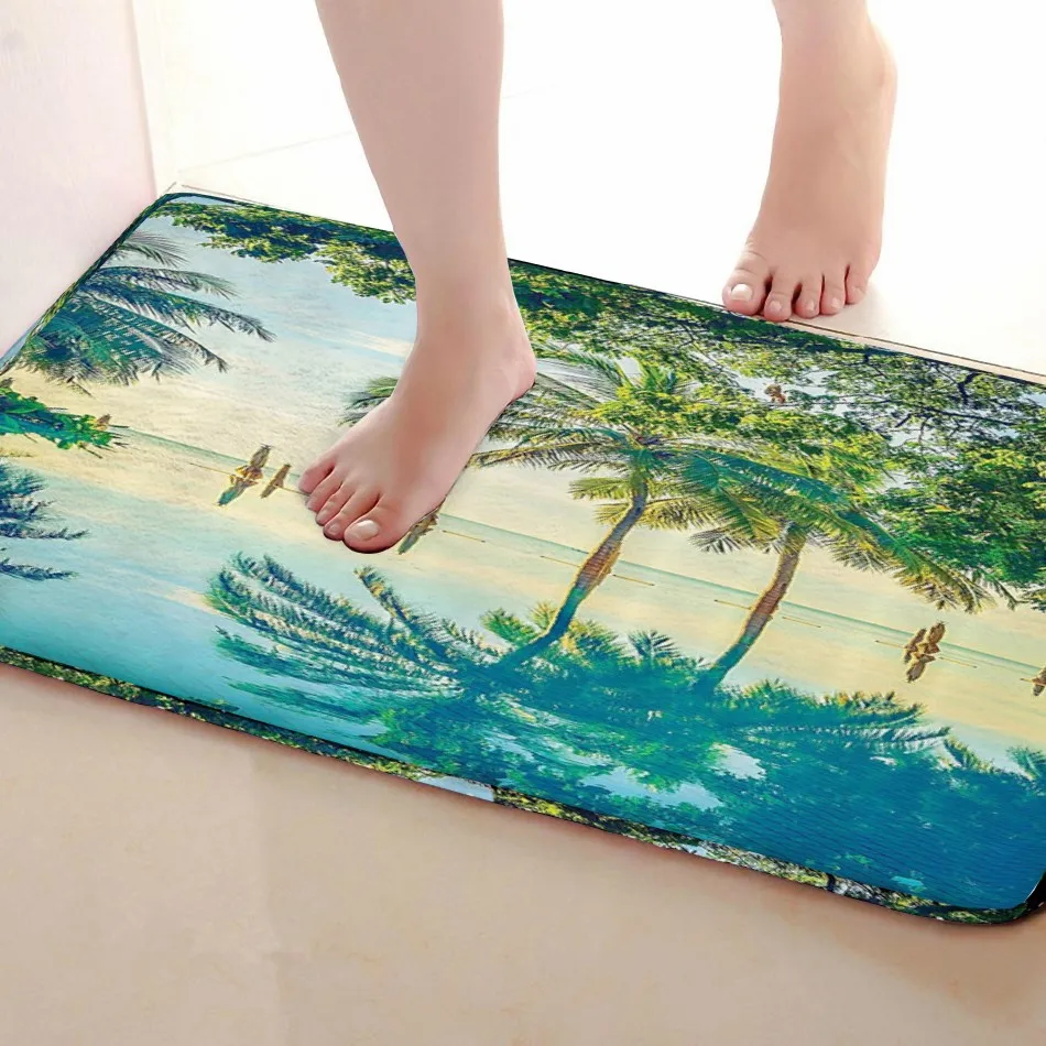 Кокосовое дерево Стиль Коврик для ванной комнаты, смешной Противоскользящий коврик для ванной, занавески для душа s аксессуары, соответствующие вашей душевой занавеске