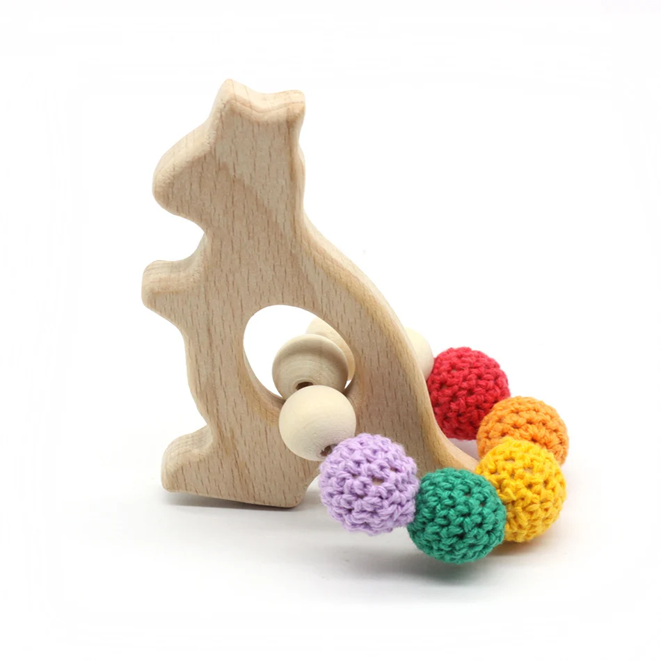 Детская Соска-клипса деревянный браслет для прорезывающихся зубов органический деревянный Прорезыватель для зубов нетоксичный пищевой сорт может жевать игрушки прорезывающиеся ювелирные изделия натуральная игрушка - Цвет: 7