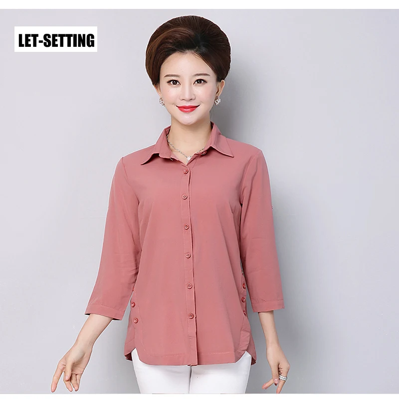 women solid color three quarter shirt fashion big size cardigan LET