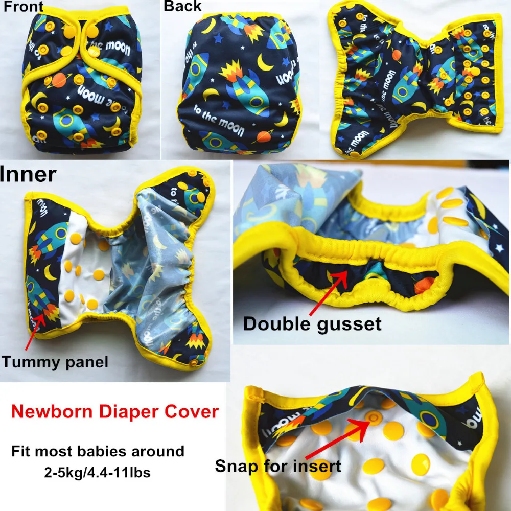 [Sigzagor]1 Newborn Baby Cloth Diaper Cover Nappy Adjustable Waterproof PUL Double Gusset 4.4-10lbs 2-5kg cloth diapers,waterproof diapers
