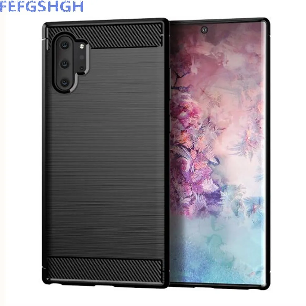 Carbon Fiber Cover For Samsung Galaxy Note 10 Pro Case Rubber Silicone Phone Cases Note10 Back | Мобильные телефоны и