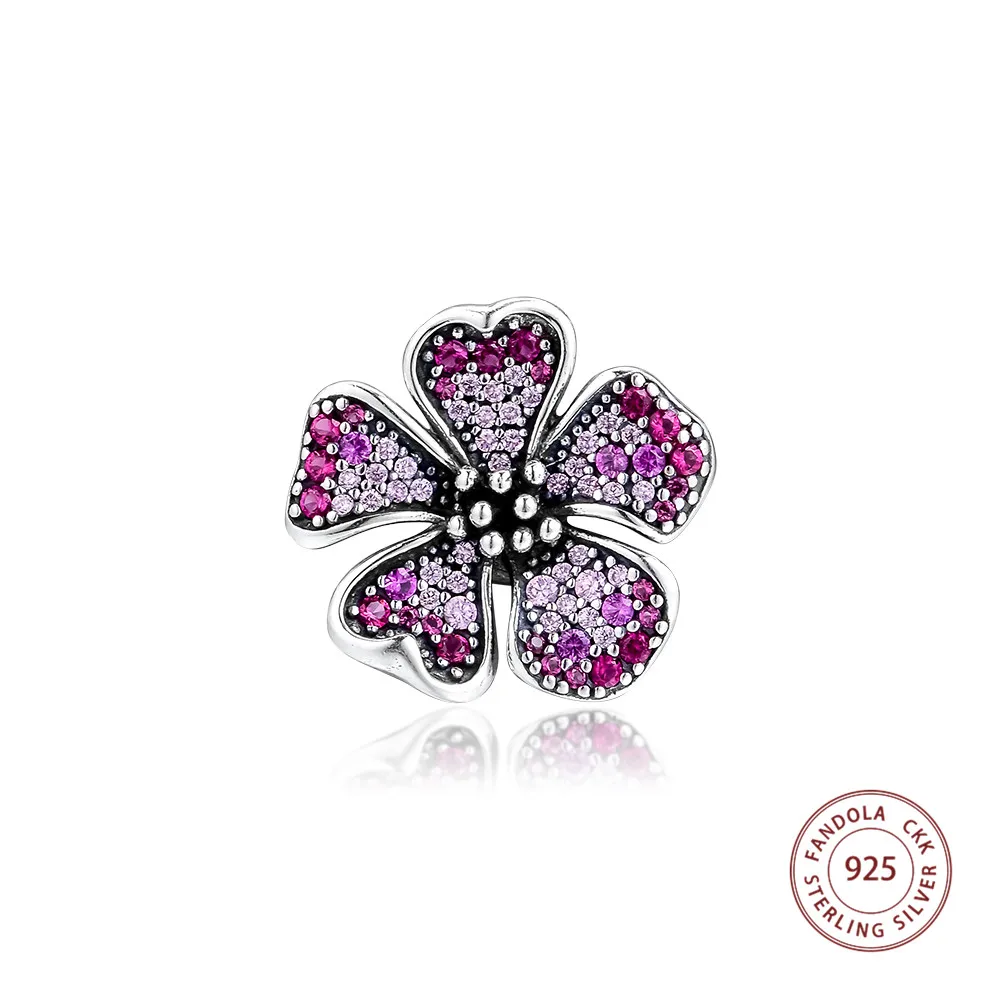 

Big Peach Blossom Flower Charms 925 Sterling Silver Beads for Women Fits Original Bracelets DIY Charm Silver 925 Jewelry