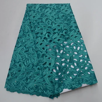 

SY9487-15 African Embroidered Net Lace Fabric Hollow Swiss Guipure French Tulle Double Organza Cord Nigerian Lace Fabrics 5Yards