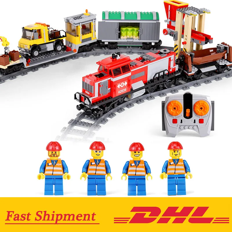 

898Pcs City Series The Red Cargo Train Set 02039 compatible legoing 3677 Building Blocks Bricks Educational Toys