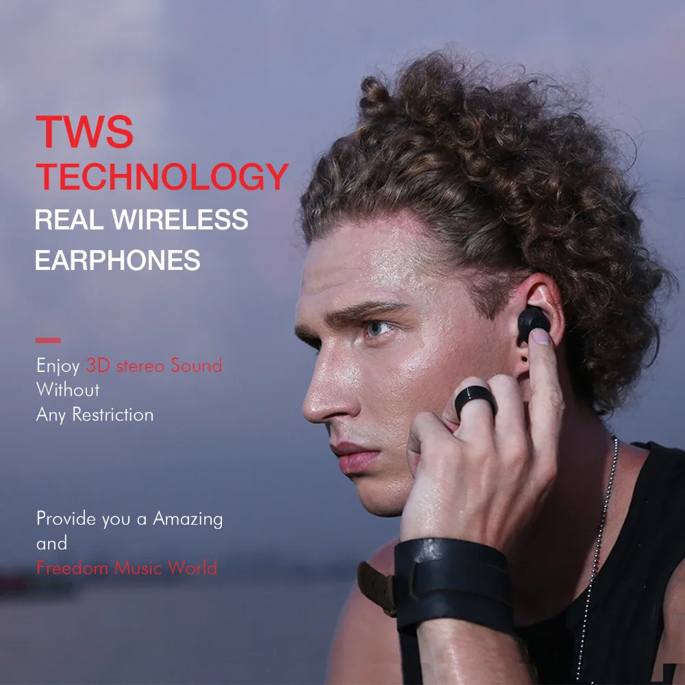 Avit TWS Bluetooth наушники настоящие Беспроводные спортивные наушники водонепроницаемые 3D стерео наушники с микрофоном для звонков с громкой связью G1