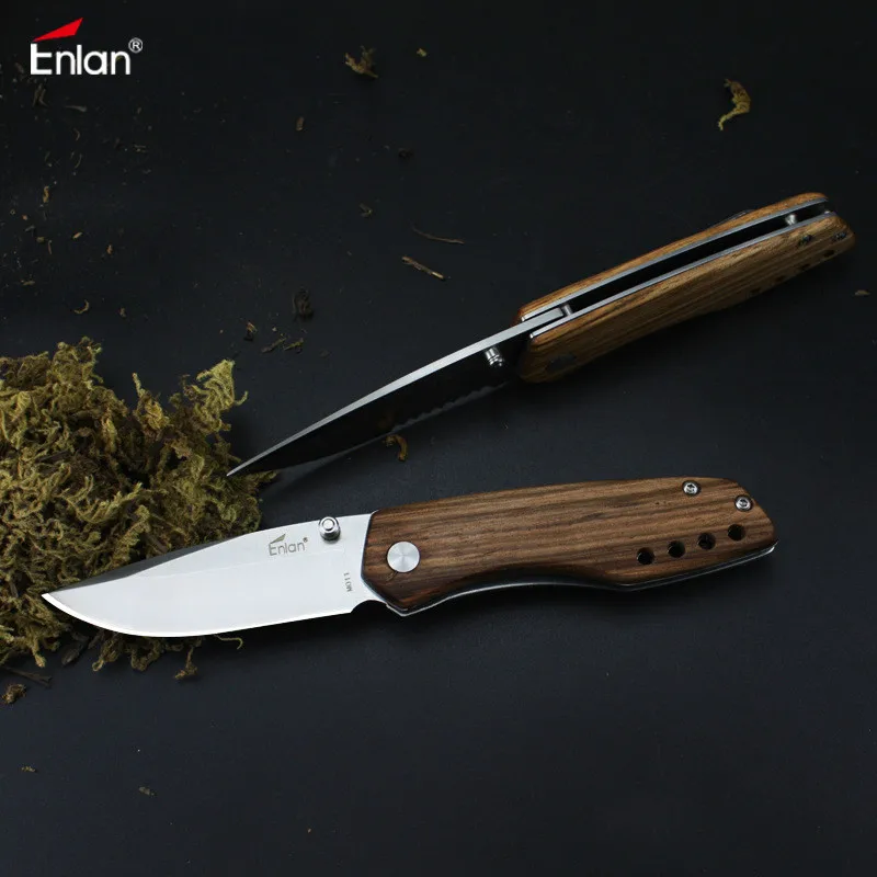 

Enlan M011 Folding Pocket Knife 8Cr13 Blade Wood Handle Outdoor Survival Camping Assist EDC 16.5cm