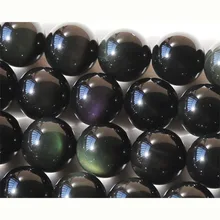Натуральные блестящие радужные обсидиановые круглые бусины из камня 3-18 мм подходят для ювелирных изделий DIY ожерелья или браслеты 1" 02666