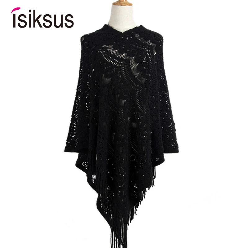 Isiksus 2018 Embroidery Hollow Knitted Autumn Winter Women Pullover Swing Sweater Shrug Vintage Female Jumper for Girls SW026
