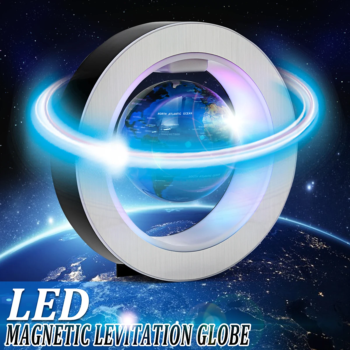 

LED World Map Novelty Magnetic Levitation Floating Globe LED Floating Tellurion With LED Light Home Decoration Office Ornament