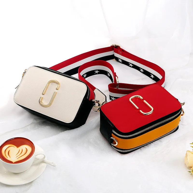 

Summer Fashion Camera Bags Genuine Leather Women Handbags Luxury Designer Wide Shoulder Crossbody Bags Zipper Small Bags