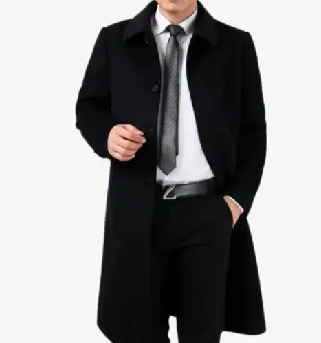 M-4XL HOT 2017 New Men's clothing wool cashmere trench overcoat Business leisure thicken woolen design long thermal outerwear