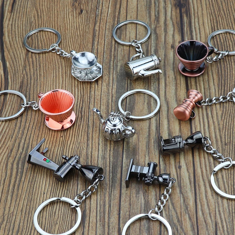 

Cute Mini DIY Coffee Kitchenware Creative Keyrings Kitchen Tableware Ring Holder Gadget Keychain Jewelry Gift Accessories