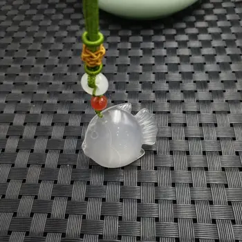

China Natural Chalcedony Fish Pendant Jade Agate Necklace Wholesale