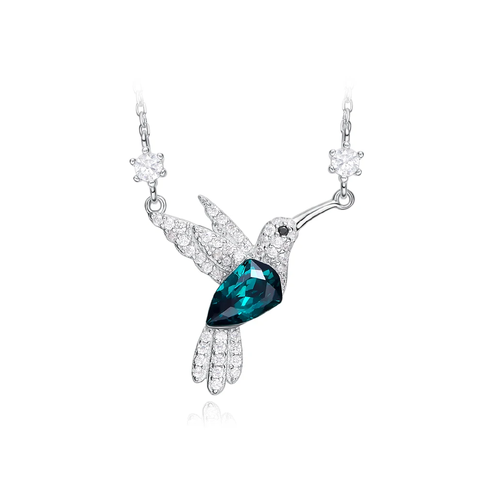 

Heezen Exquisite Green Flying Bird Crystal Pendant Necklace Trendy Cute Jewelry Austrian Rhinestone Paved Chic Gifts for Women