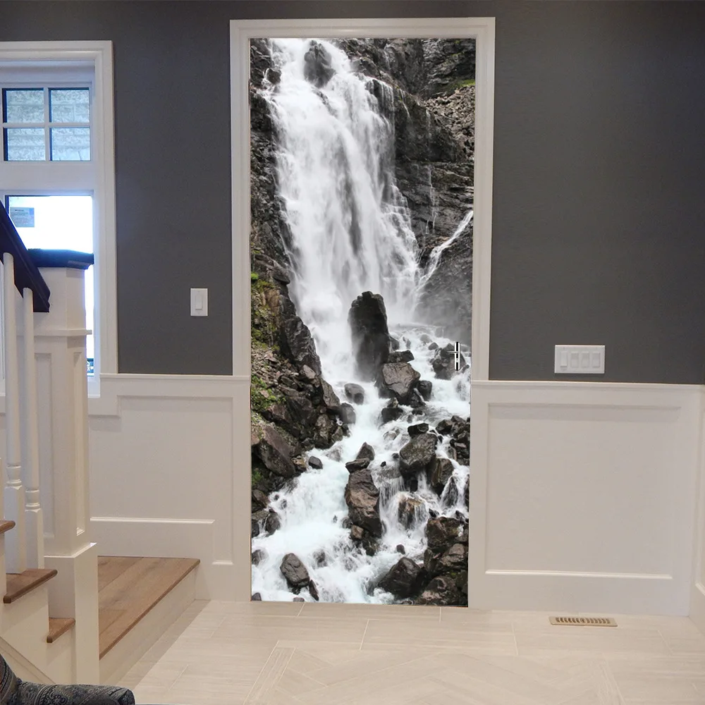 Waterfalls Wall Door Stickers DIY Mural Bedroom Home Decor Poster PVC Waterproof Door Sticker