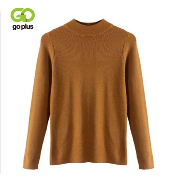 

GOPLUS 2020 Winter Knitted Sweater Women Half Turtleneck Slim Long Sleeve Sweater Thick Elasticity Basic Pullovers Female Top