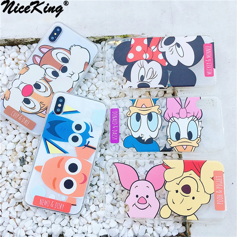 

Niceking Cartoon Mickey Minnie Mouse Phone Case For iPhone 6 6s 7 8 Plus X XR XS MAX Case For iPhone 7 Cute Soft TPU Back Cover